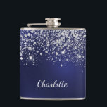 Blå silver glitterdamm monogram namn manus  fickplunta<br><div class="desc">En blå bakgrund. Den blå färgen är ojämn. Dekorerad med falskt glitterdamm. Anpassa och lägg till ett namn,  monogram initialer och fullständigt namn.  Förnamnet skrivs med en modern handskriven stilmanskrift.</div>