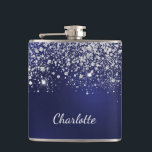 Blå silver glitterdamm monogram namn manus  fickplunta<br><div class="desc">En blå bakgrund. Den blå färgen är ojämn. Dekorerad med falskt glitterdamm. Anpassa och lägg till ett namn,  monogram initialer och fullständigt namn.  Förnamnet skrivs med en modern handskriven stilmanskrift.</div>