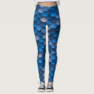 Blå Silver Havsfrusken Fjäll Leggings