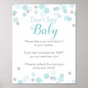 Blå Silver-konfetti säger inte babykläder Poster