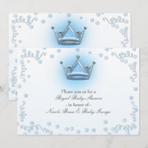 Blå & Silver Kronfestlig Konfetti Inbjudan