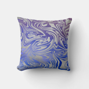 Blå Silver Molten Decorative Pillow Kudde