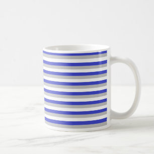 Blå, Silver och vit Rand Kaffemugg