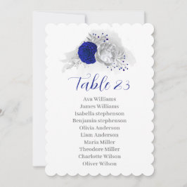 Blå silver-platskort för blommor i royal inbjudningar