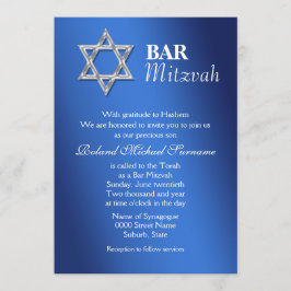 Blå silver pub mitzvah firande #2 inbjudningar