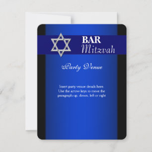 Blå silver pub mitzvah, lägg till blå bakgrund inbjudningar