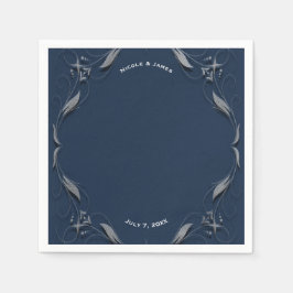 Blå & Silver Ram Elegant Vintage Bröllopsfest Pappersservett