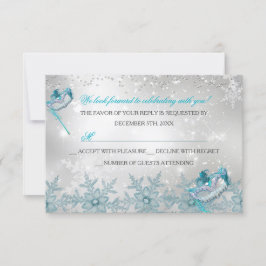 Blå Silver Snöflinga Maskerad Jul RSVP OSA Kort