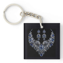 Blå Silver Tiger Kristall Smyckeset