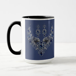 Blå Silver Tiger Kristall Smyckeset Mugg