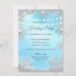 Blå Silver Vinter Jul Firande Fest Inbjudningar