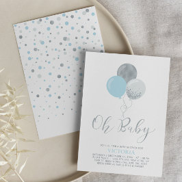 Blå & Silverballonger | Oj Baby Babykalas Inbjudningar