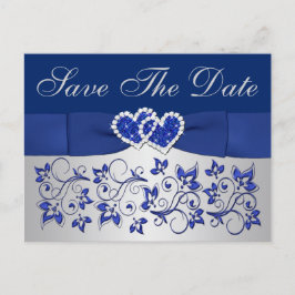 Blå, silvergrå blomsterliknande Spara datum postko Meddelande Vykort