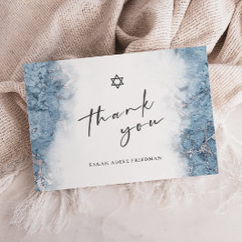 Blå Silvermarmor Bar eller Bat Mitzvah Tackkort Tack Kort