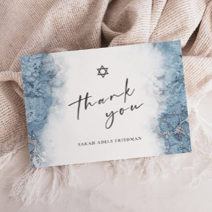 Blå Silvermarmor Bar eller Bat Mitzvah Tackkort Tack Kort