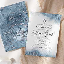 Blå Silvermarmor Bat Mitzvah
