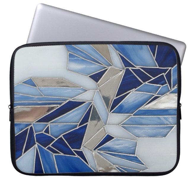 blå silvermosaik 1 laptop fodral (Framsidan)