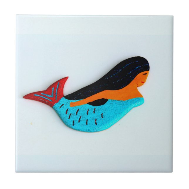 blå simplatta för sjöjungfru kakelplatta (Framsidan)