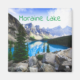 Blå Sjö Rocky Mountain Gräs Forest Magnet