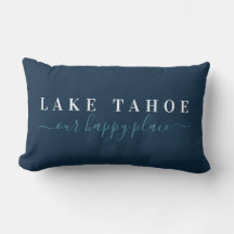 Blå Sjö Tahoe Lycklig Ställe Lumbar Pillow
