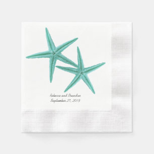 Blå sjöbjörn Starfish par Bröllop Napkins Pappersservett
