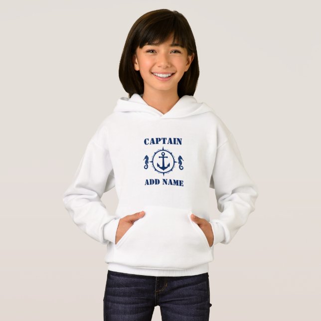 Blå sjöhäftfartyg, ankare och Namn/rank T Shirt (Hel framsida)