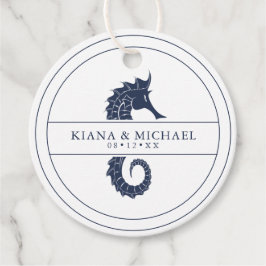 Blå sjöhäst Bröllop marin/Wht ID836 Gåvor Etiketter