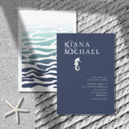 Blå sjöhäst Bröllop Wht/marin ID836