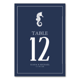 Blå sjöhäst Bröllop Wht/marin ID836 Bordsnummer