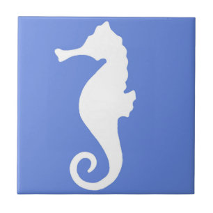 Blå sjöhäst kakelplatta