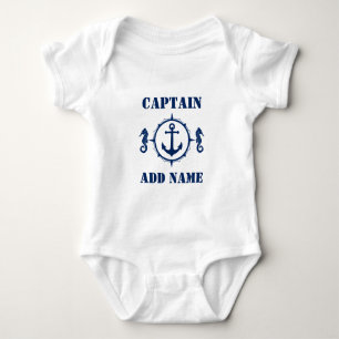 Blå sjöhästar Anchor & Baby Namn/Rank T Shirt