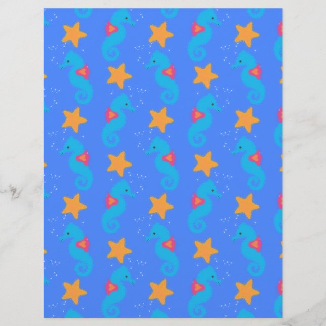 Blå sjöhästar och Starfish Mönster (Framsida)