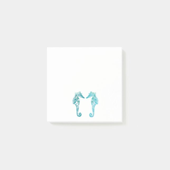 Blå sjöhästar teckning art Post it Notes Post-it Block (Framsida)