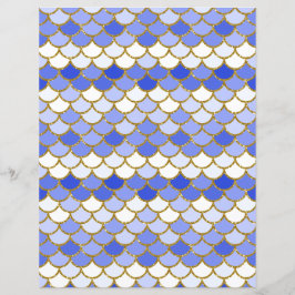 Blå sjöjungfru fjäll scrapbookpapper