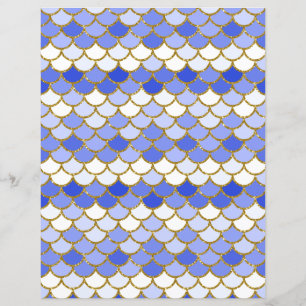 Blå sjöjungfru fjäll scrapbookpapper