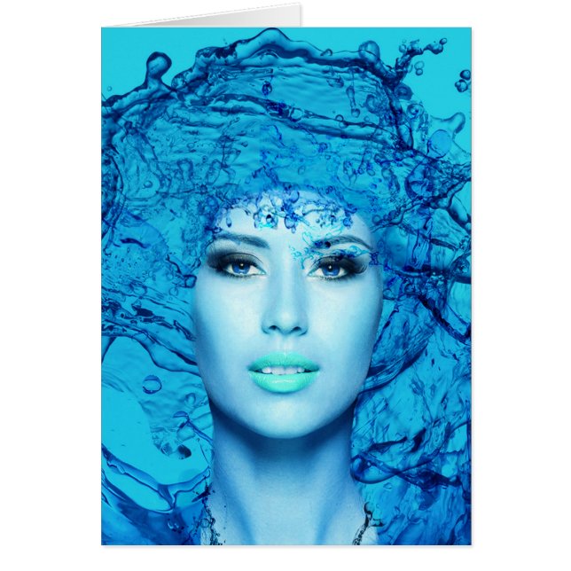 Blå Sjöjungfru Hälsningskort (Framsidan)
