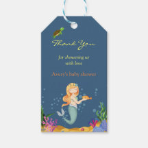 Blå Sjöjungfru - Märkre för babyskor med Tack