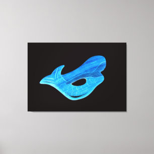 blå sjöjungfru på svart insvept canvas