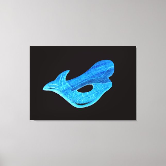 blå sjöjungfru på svart insvept canvas (Framsida)