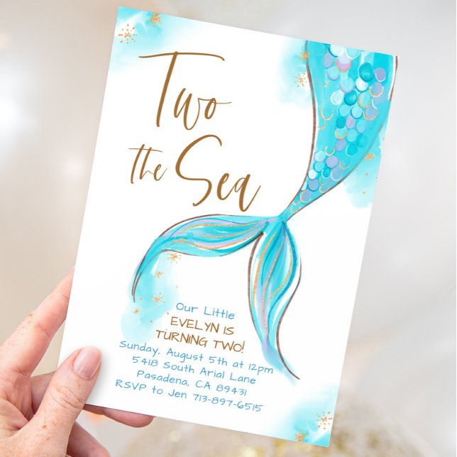Blå Sjöjungfru Party 2: andra födelsedag Inbjudningar (Skapare uppladdad)