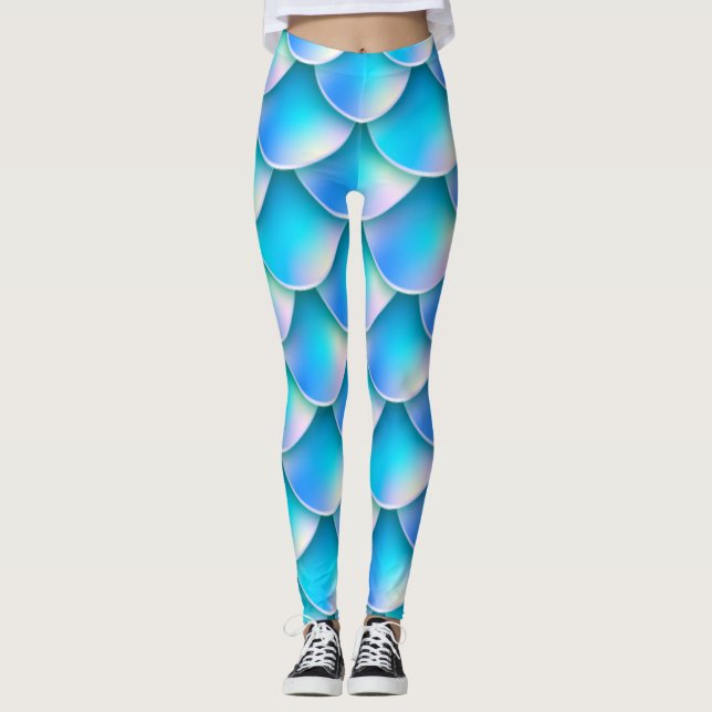 blå sjöjungfru svan leggings (Framsida)