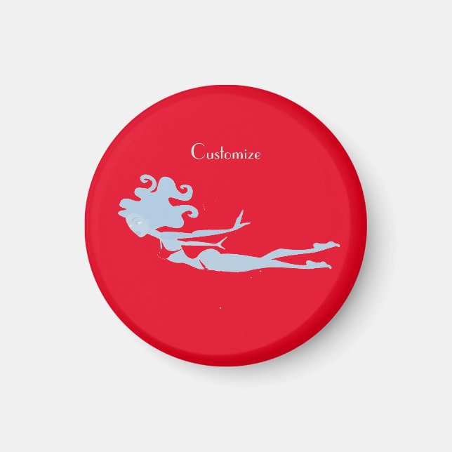 Blå Sjöjungfru Swimmer Thunder_Cove Magnet (Framsidan)