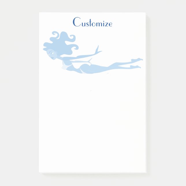 Blå Sjöjungfru Swimmer Thunder_Cove Post-it Block (Framsida)