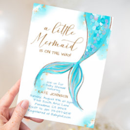 Blå Sjöjungfru under Sea Ocean Baby Shower Inbjudningar