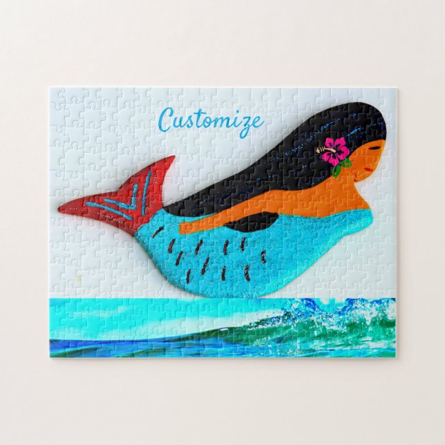 blå sjöjungfru under _Tona Pussel (Horisontell)