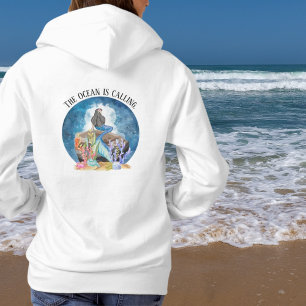 Blå Sjöjungfru, vattenfärg Hoodie T Shirt