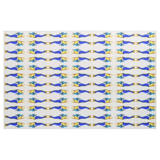 blå sjöjungfruar med svart hår mönster tyg (Fat Quarter)