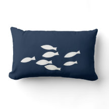 Blå sjösjöfisk, vit fisk Dekorativ kudde