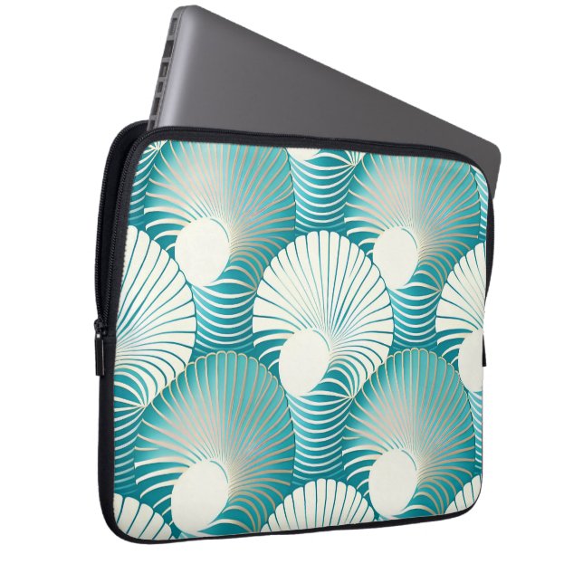 Blå sjöskalpattern laptop fodral (Framsidan Höger)