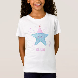 Blå sjöstjärna 1-års födelsedagsfirande för familj t shirt